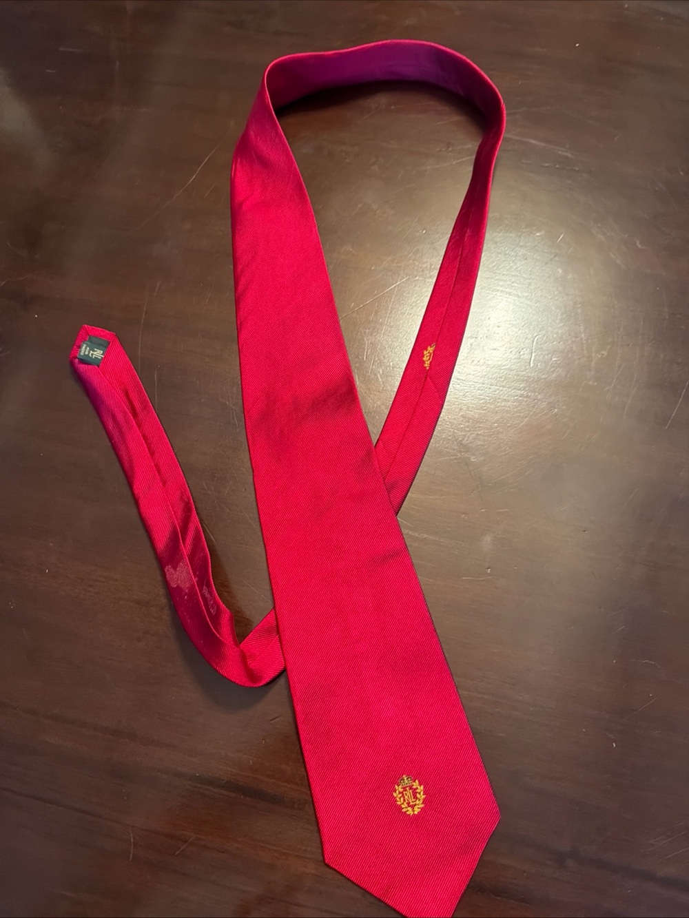Ralph Lauren Bright Red Silk Crest Tie